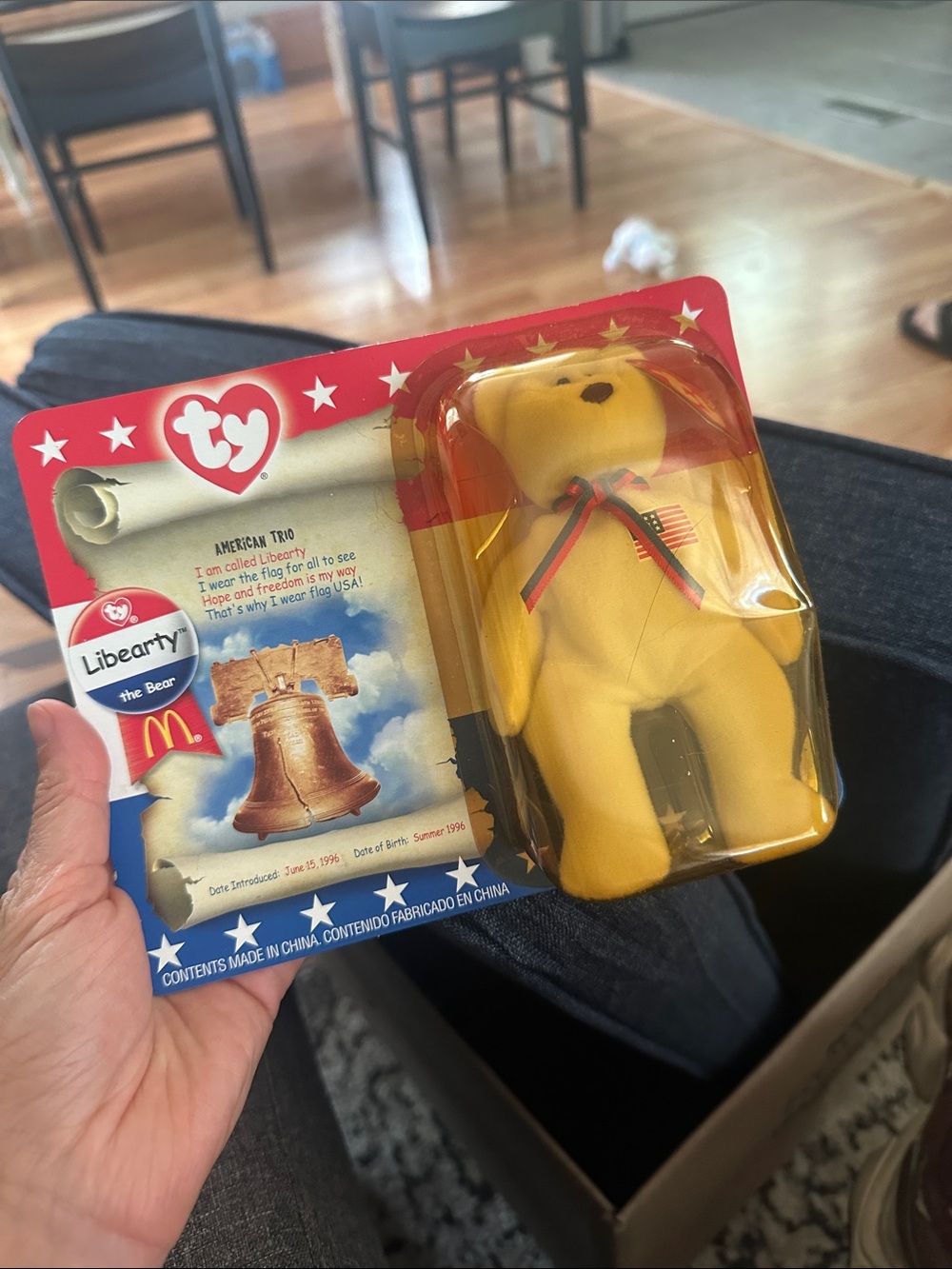 Ty Yellow Libearty Bear Plush with Patriotic Ribbon - McDonald's Promo
